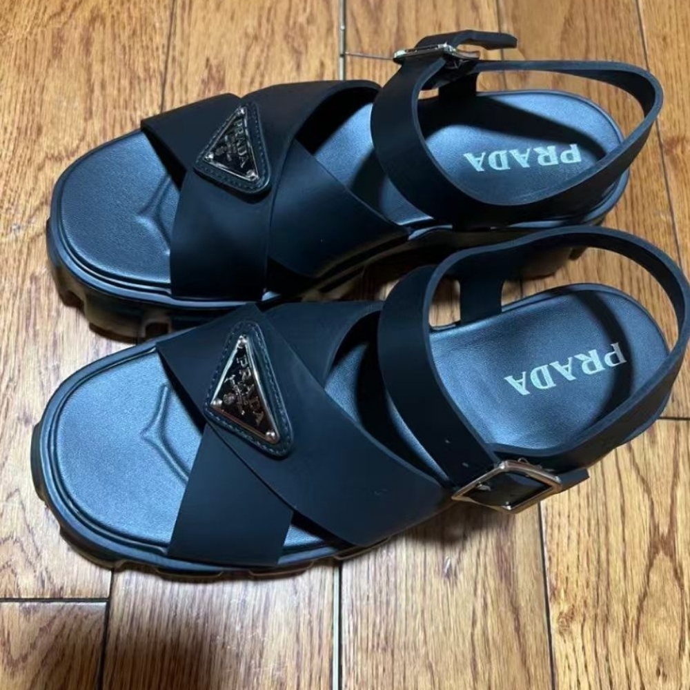 Prada Monolith Leather Sandals - Picture 2 of 6